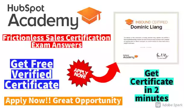 HubSpot Frictionless Sales Certification Exam Answers | Get Free Certificate Online in 2021