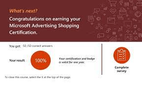 Microsoft Shopping Advertising Certificati