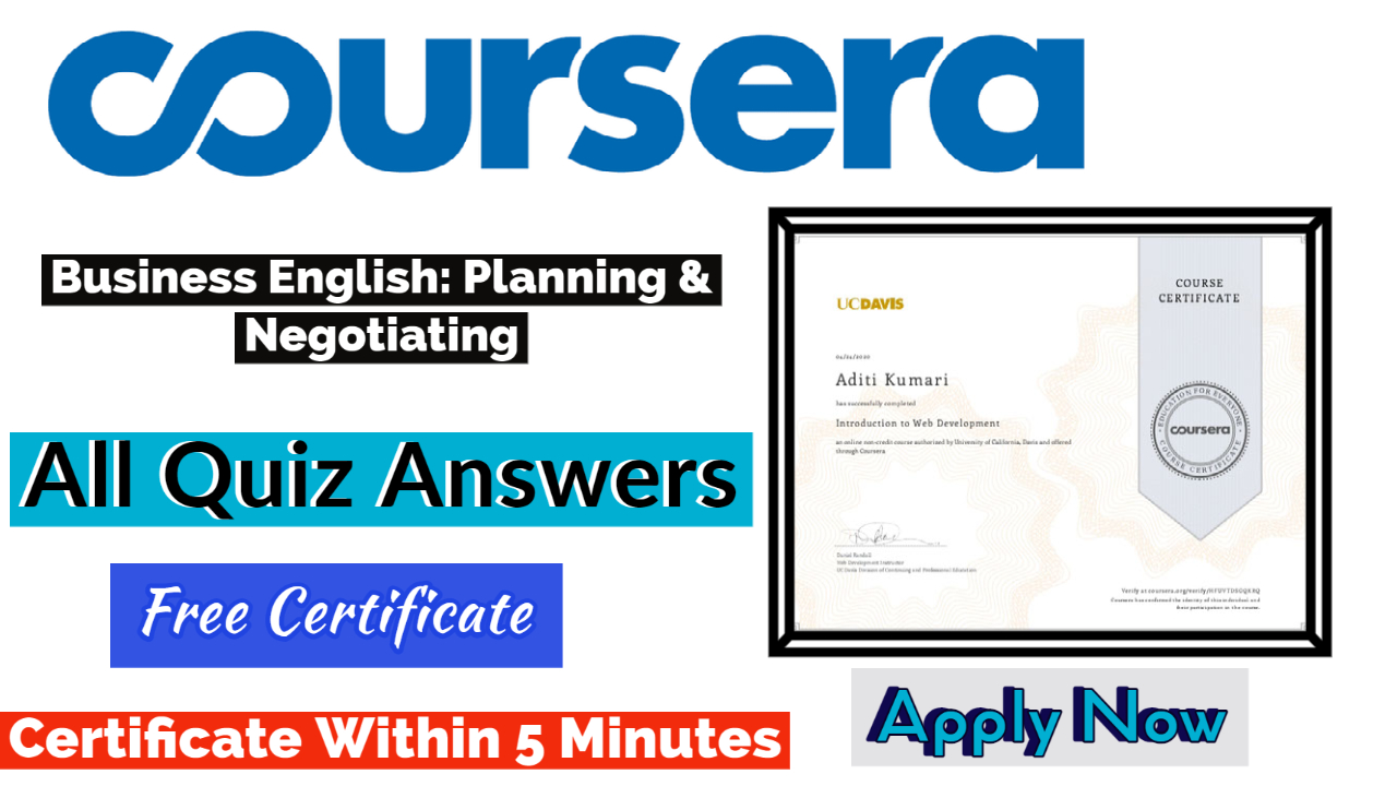 Business English: Planning & Negotiating Coursera Quiz Answers 2022